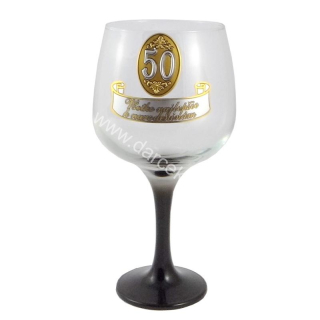 Výročný pohár na víno so štítkom k 50 narodeninám