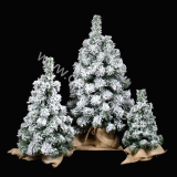 Malý 60cm zasnežený  vianočný stromček stojan v jutovom vrecku