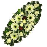 Čečinová Ikebana na hrob krémové ruže dálie 72cm