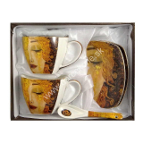 Porcelánové šálky s podšálkou a lyžičkou Gustav Klimt sada 2ks