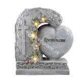 Náhrobný kameň srdce Spomíname solárne svetlo kvety 5 led