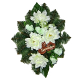 Ikebana dušičky borovica krémové ruže pivónie Spomíname 59cm