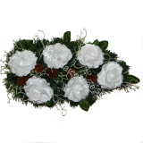 Ikebana dušičky čečinová biele ruže 50 cm