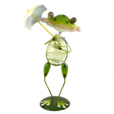 Kovová dekorácia žaba s dáždnikom fosforová 30cm