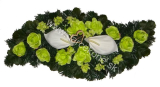 Ikebana čečinová zelené ruže biele kaly 80cm