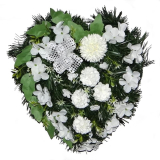 Aranžmán na hrob srdce čečinové krémovo biele kvety 35cm
