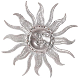 Závesná kovová dekorácia slnko strieborné 66cm