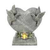 Srdce s holubicami solárny náhrobný kameň 15,5cm