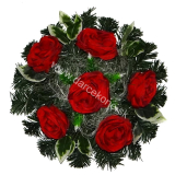 Čečinový náhrobný veniec červené ruže o 40cm