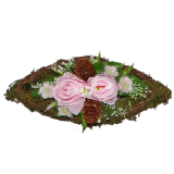 Dekorácia na hrob ratan rúžové ruže 30cm