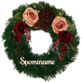 Náhrobný veniec bordovo rúžové ruže Spomíname o 35cm