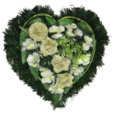 Aranžmán na hrob srdce čečinové zelené ruže 39cm