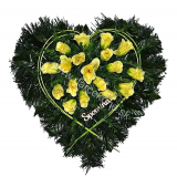 Aranžmán na hrob srdce čečinové žlté mini ruže 39cm