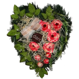 Čečinové srdce dekorácia na hrob iskerník ružovo krémový 36cm