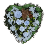 Aranžmán na hrob srdce modré kvety 36cm