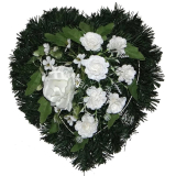 Aranžmán na hrob srdce čečinové biele ruže 40cm