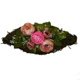 Dekorácia na hrob ratan rúžovo krémové ružičky 30cm