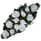 Ikebana dušičky čečinová biele ruže kaly 70 cm