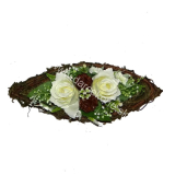 Dekorácia na hrob ratan krémové ruže 30cm