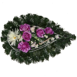 Ikebana dušičky čečinová fialové ruže, krémová chryzantéma Spomíname 58 cm
