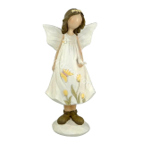 Soška anjel biele šaty s kvetmi 30,5cm