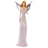 Soška anjel strieborné krídla s trblietkami 31cm