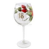 Výročný pohár na víno k 18 narodeninám červené ruže