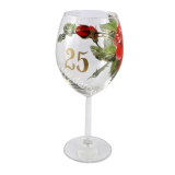 Výročný pohár na víno k 25 narodeninám červené ruže