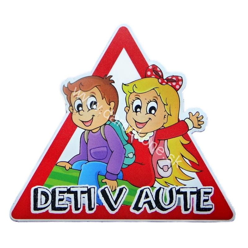 Magnetická nálepka na auto „Deti v aute“ školáci 12 × 11 cm – výstražné označenie