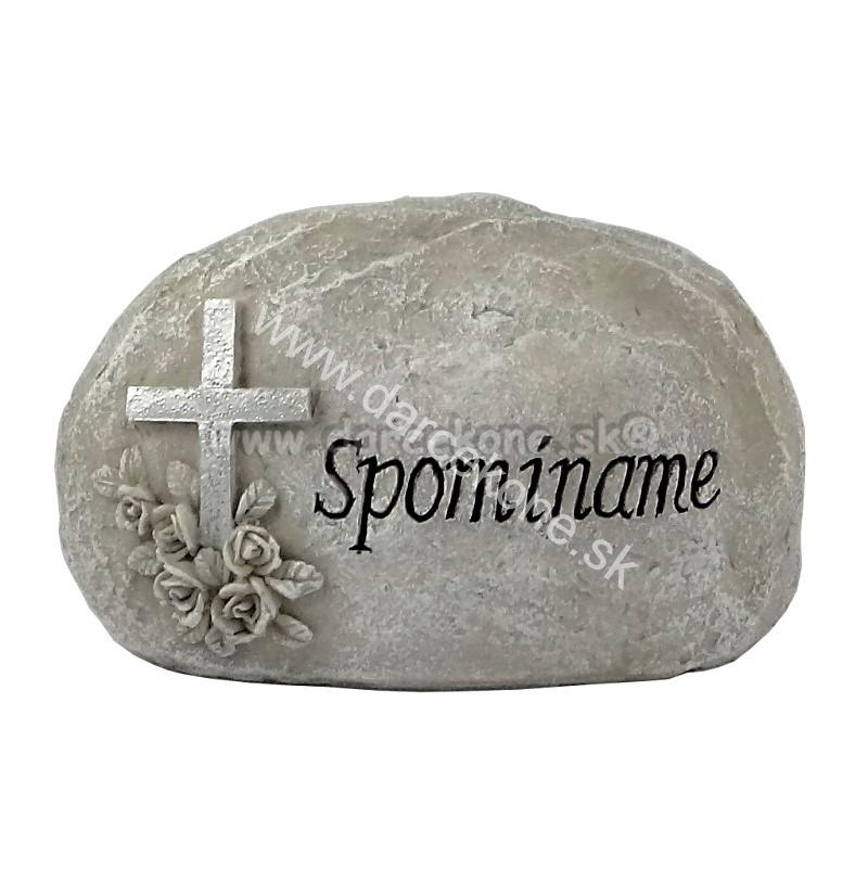 Náhrobný kameň Spomíname s krížom 18cm