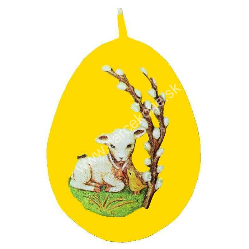 Veľkonočná sviečka vajce baranček žltá