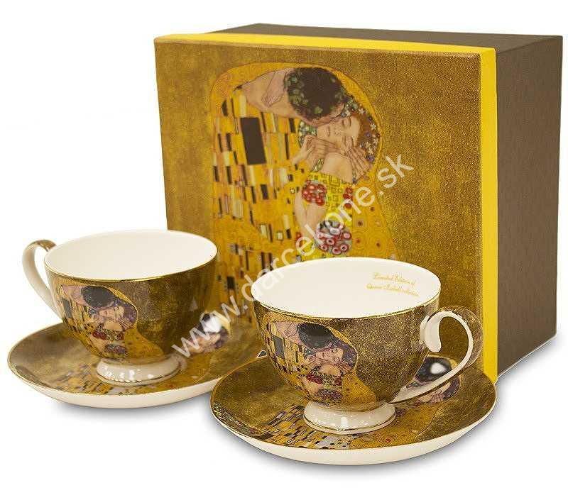 Porcelánové šálky na čaj Gustav Klimt bozk sada 2ks.