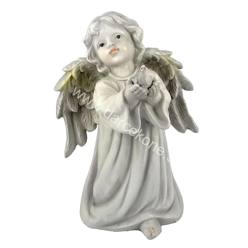 Anjel na hrob stojaci s holubicou 25cm