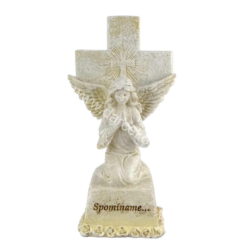 Anjelik na hrob s krížom Spomíname 23,5cm