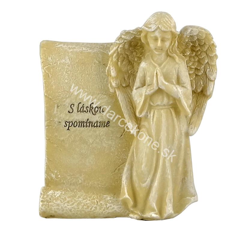 Keramický náhrobný kameň s anjelom S láskou spomíname 18,5cm