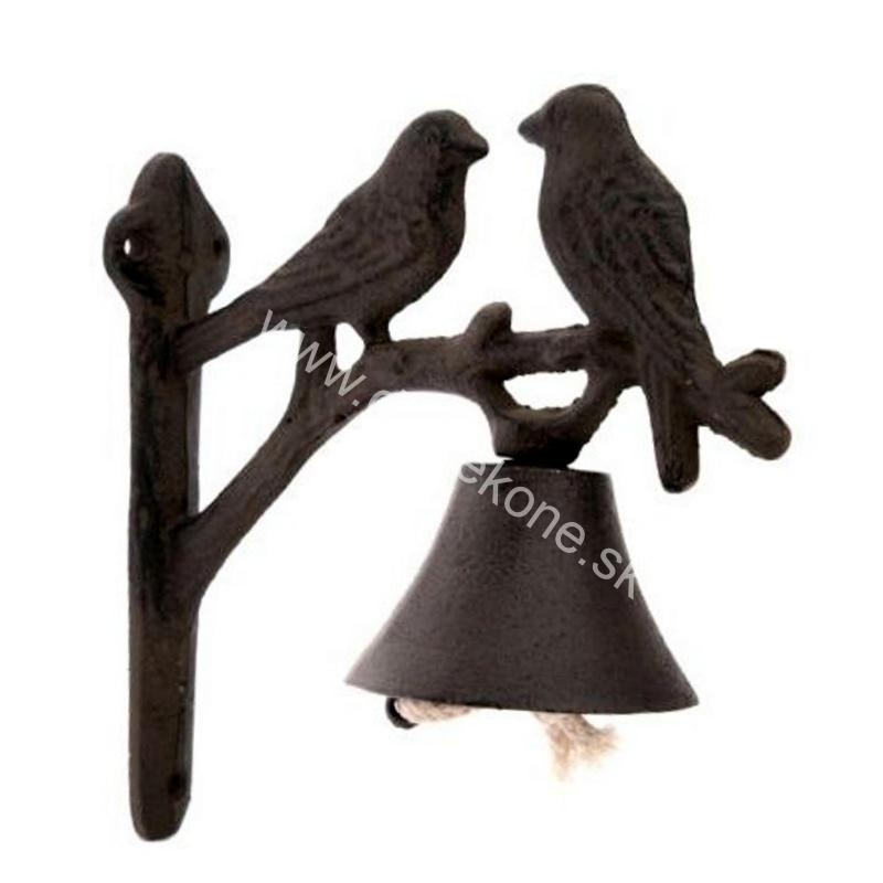 Zvonec liatina závesný vtáčiky 19cm