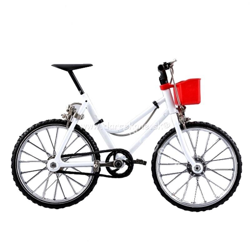 Bicykel s nákupným košíkom biely 21,5cm