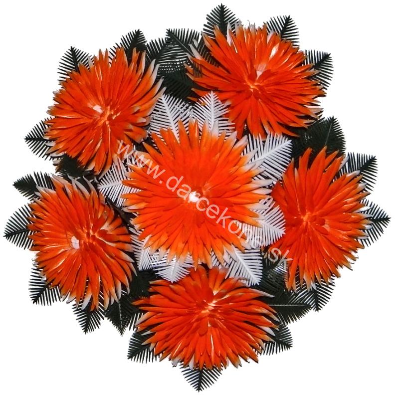 Plastový náhrobný veniec oranžové kvety o 33cm