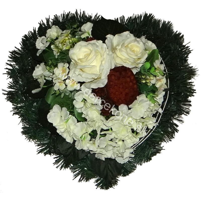 Veľké srdce čečinová dekorácia krémové  ruže 48cm