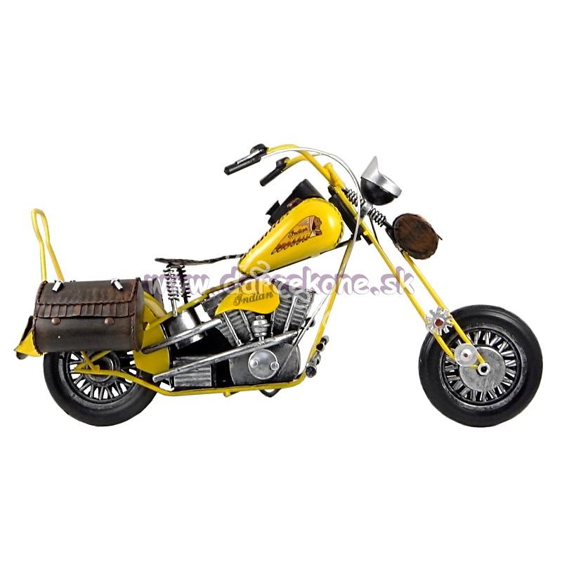 Motorka Indian kovový model žltá 34cm