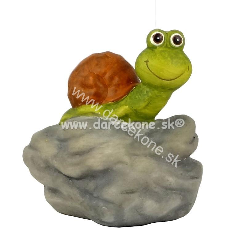 Záhradná dekorácia slimák na kameni  13,5cm