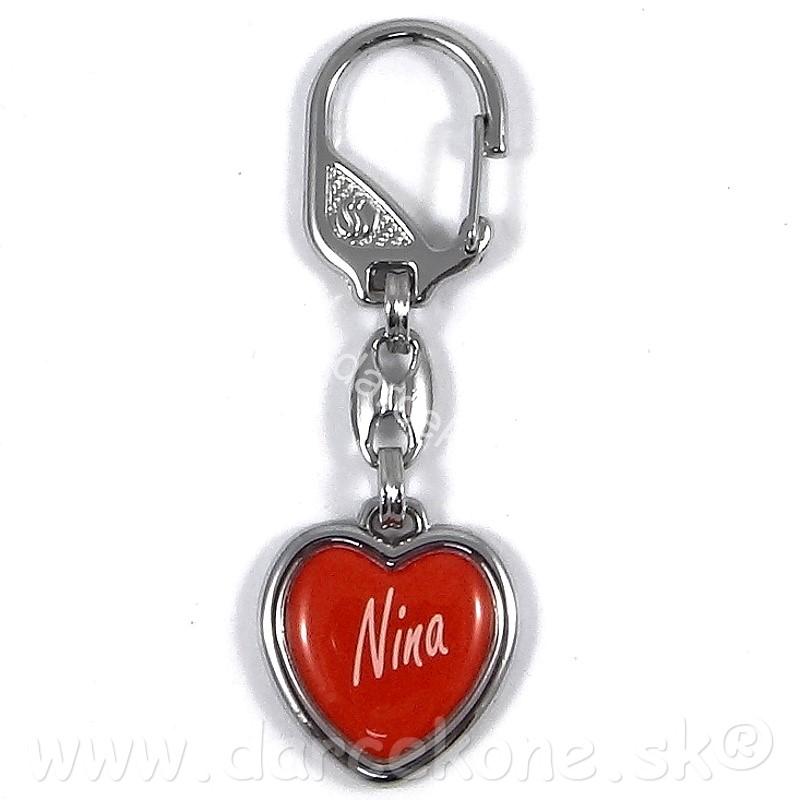  Prívesok na kľúče srdce s menom Nina