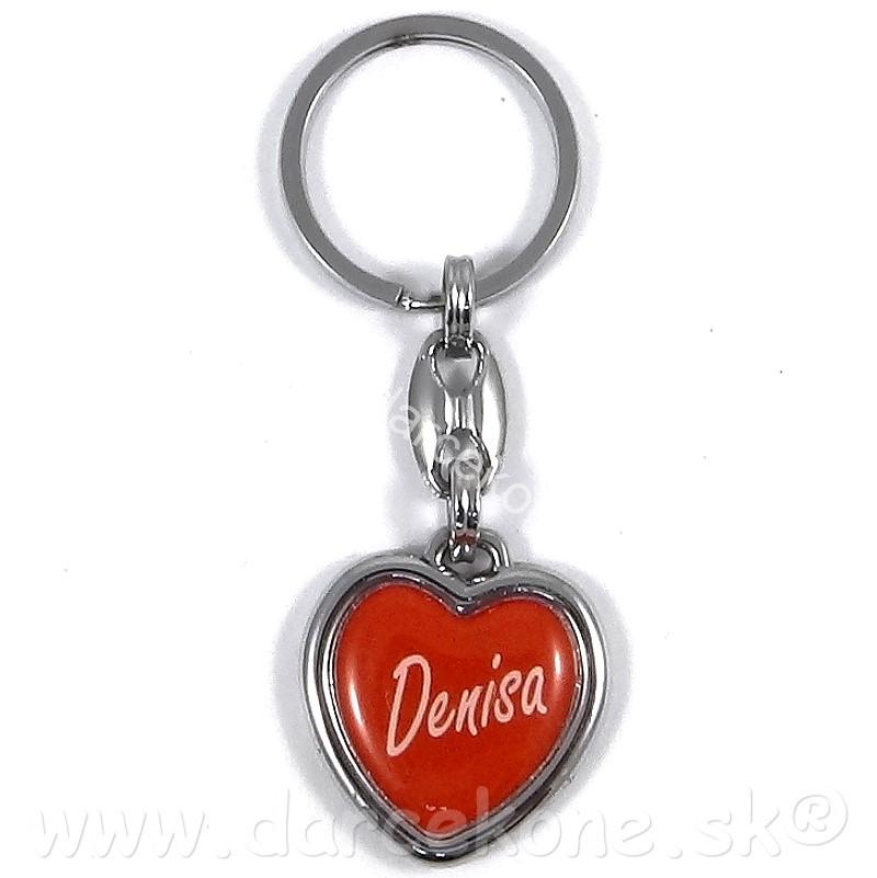 Prívesok na kľúče srdce s menom Denisa