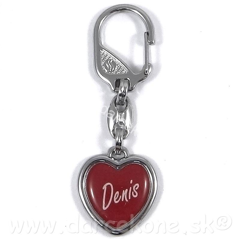  Prívesok na kľúče srdce s menom Denis