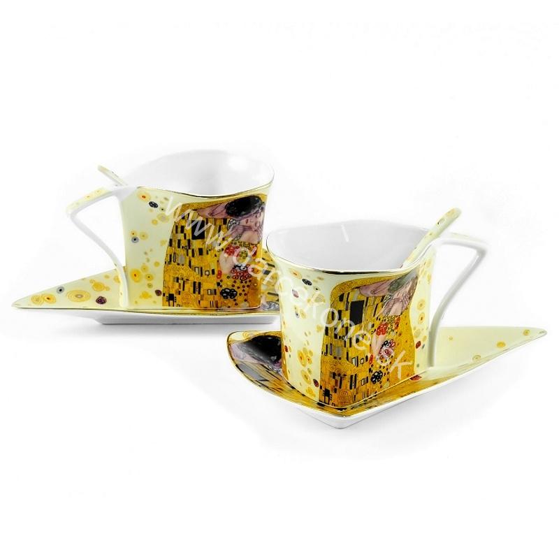 Šálky na kávu Gustav Klimt trojuholník svetlá