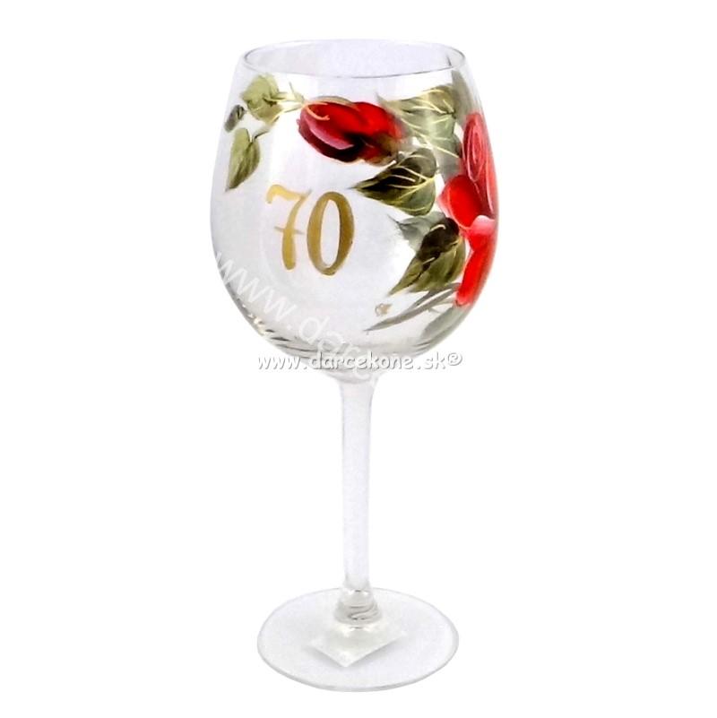 Výročný pohár na víno k 70 narodeninám červené ruže