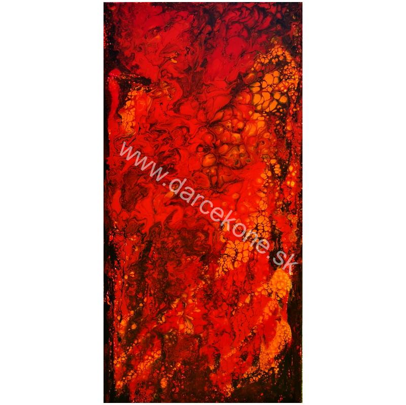 Obraz červený abstrakt akryl 50x100cm