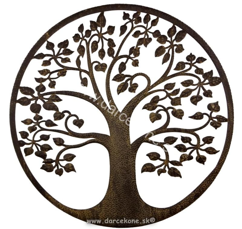 Závesný kovový obraz strom života hnedý 50cm