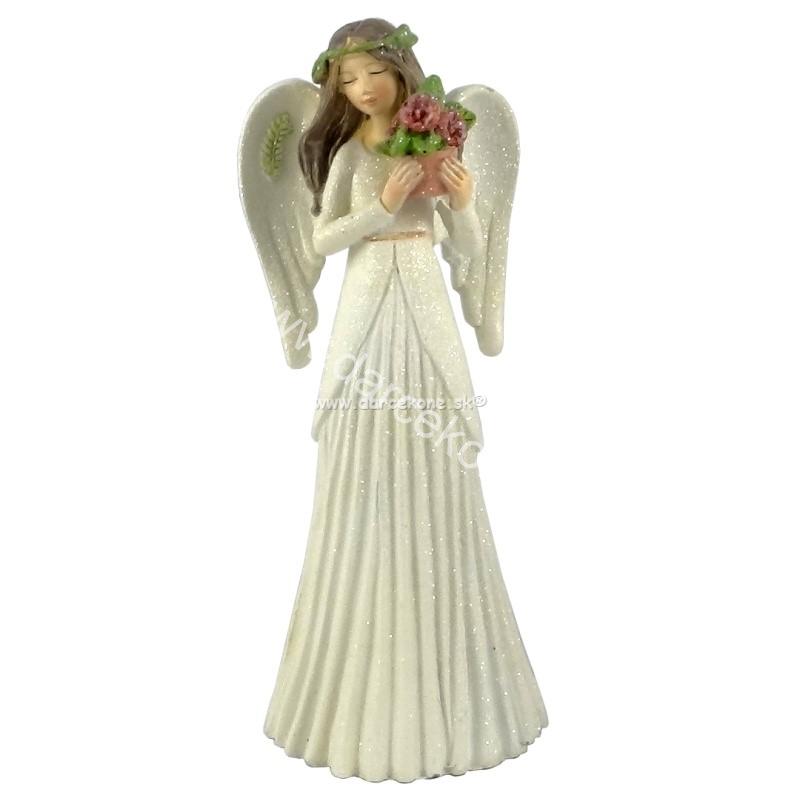 Anjel s bordovými kvetmi v črepníku 19,5cm