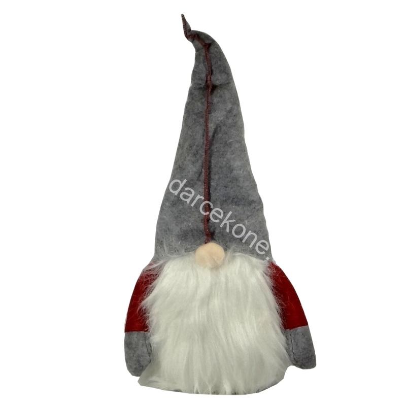 Veľký vianočný škriatok sivá čiapka 60cm